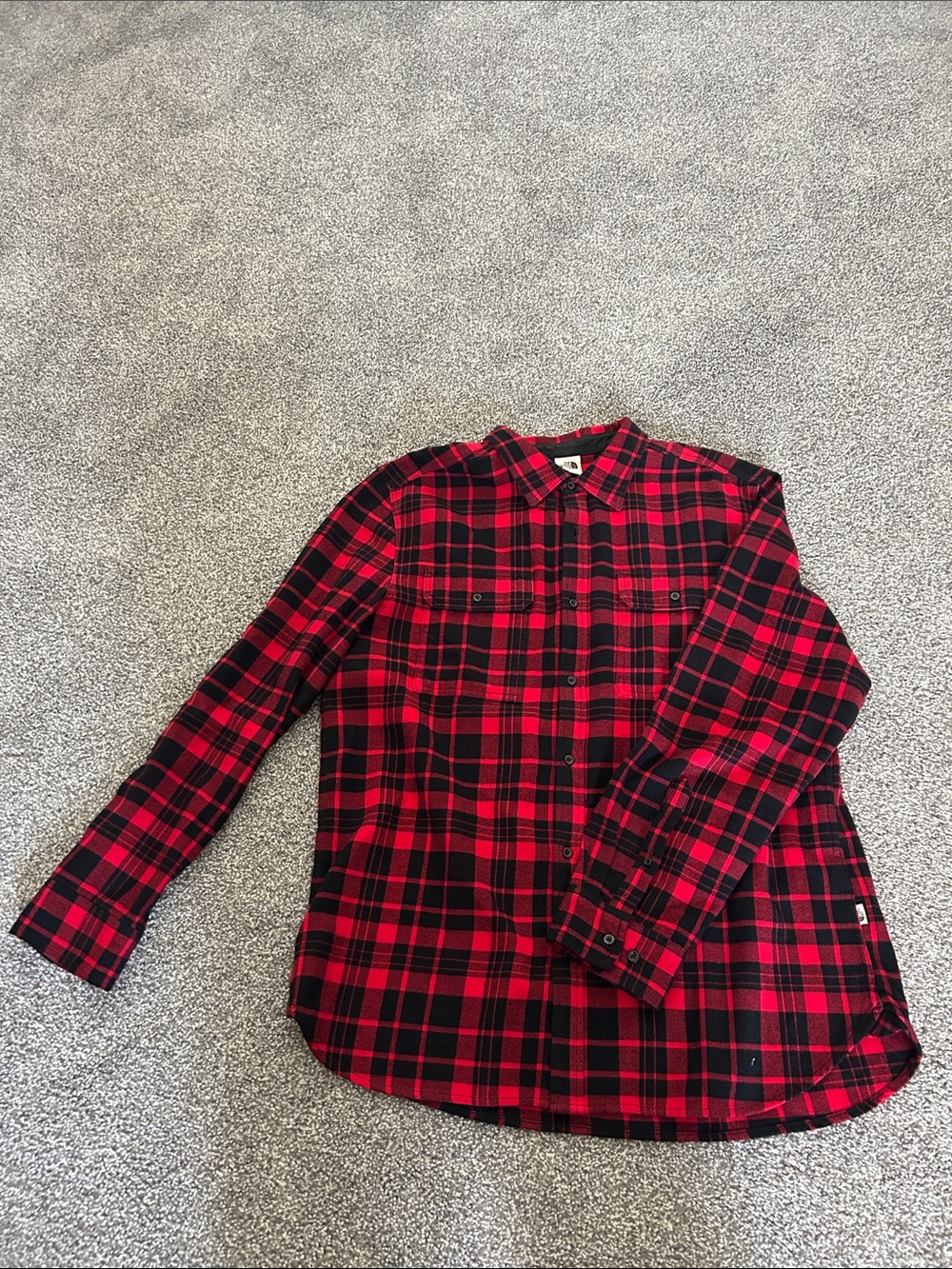 The North Face Red and Black Plaid Button-Down Shirt